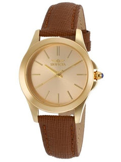 Invicta Women's 15150 Angel 18k Yellow Gold Ion-Plated Stainless Steel and Brown Leather Watch